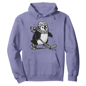 Cute Penguin Playing Ice Hockey Hoodie Funny Sports Lover Gift TS12 Violet Print Your Wear