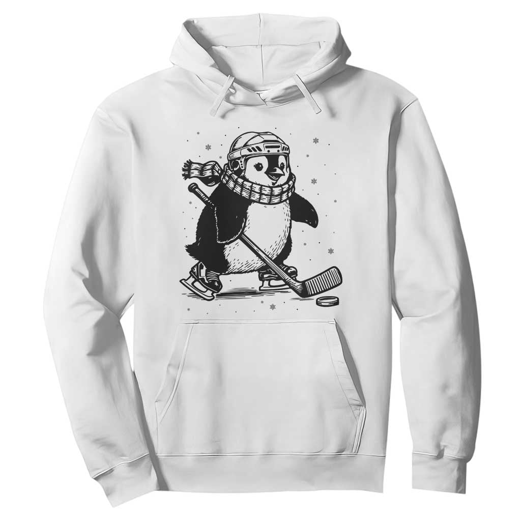 Cute Penguin Playing Ice Hockey Hoodie Funny Sports Lover Gift TS12 White Print Your Wear