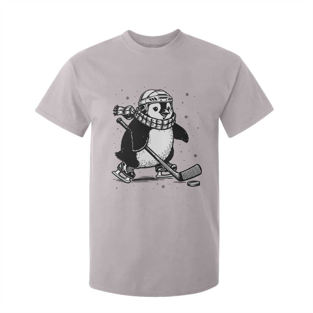 Cute Penguin Playing Ice Hockey T Shirt For Kid Funny Sports Lover Gift TS12 Ice Gray Print Your Wear