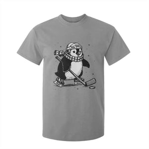 Cute Penguin Playing Ice Hockey T Shirt For Kid Funny Sports Lover Gift TS12 Sport Gray Print Your Wear