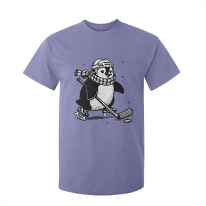 Cute Penguin Playing Ice Hockey T Shirt For Kid Funny Sports Lover Gift TS12 Violet Print Your Wear