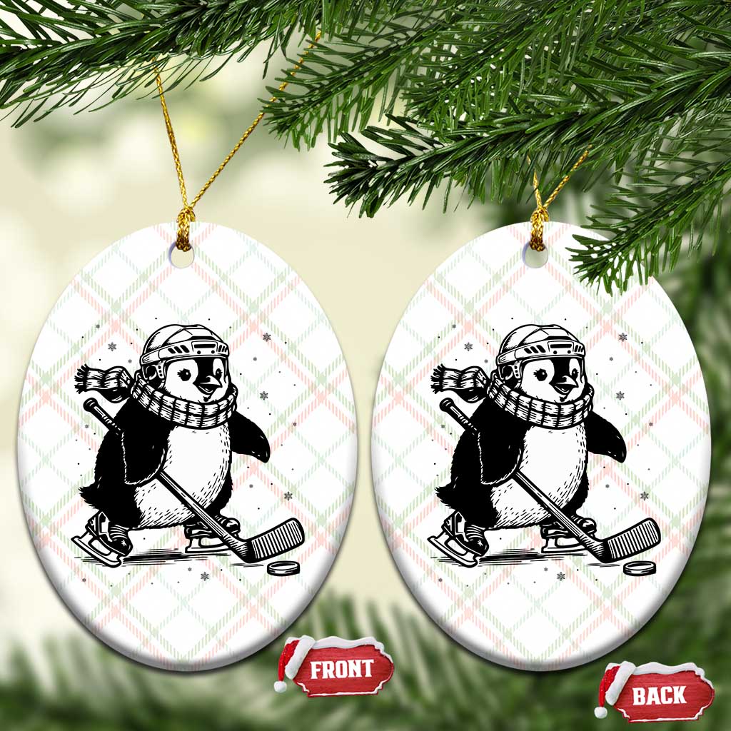 Cute Penguin Playing Ice Hockey Ceramic Ornament Funny Sports Lover Gift TS12 Print Your Wear