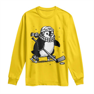 Cute Penguin Playing Ice Hockey Long Sleeve Shirt Funny Sports Lover Gift TS12 Daisy Print Your Wear