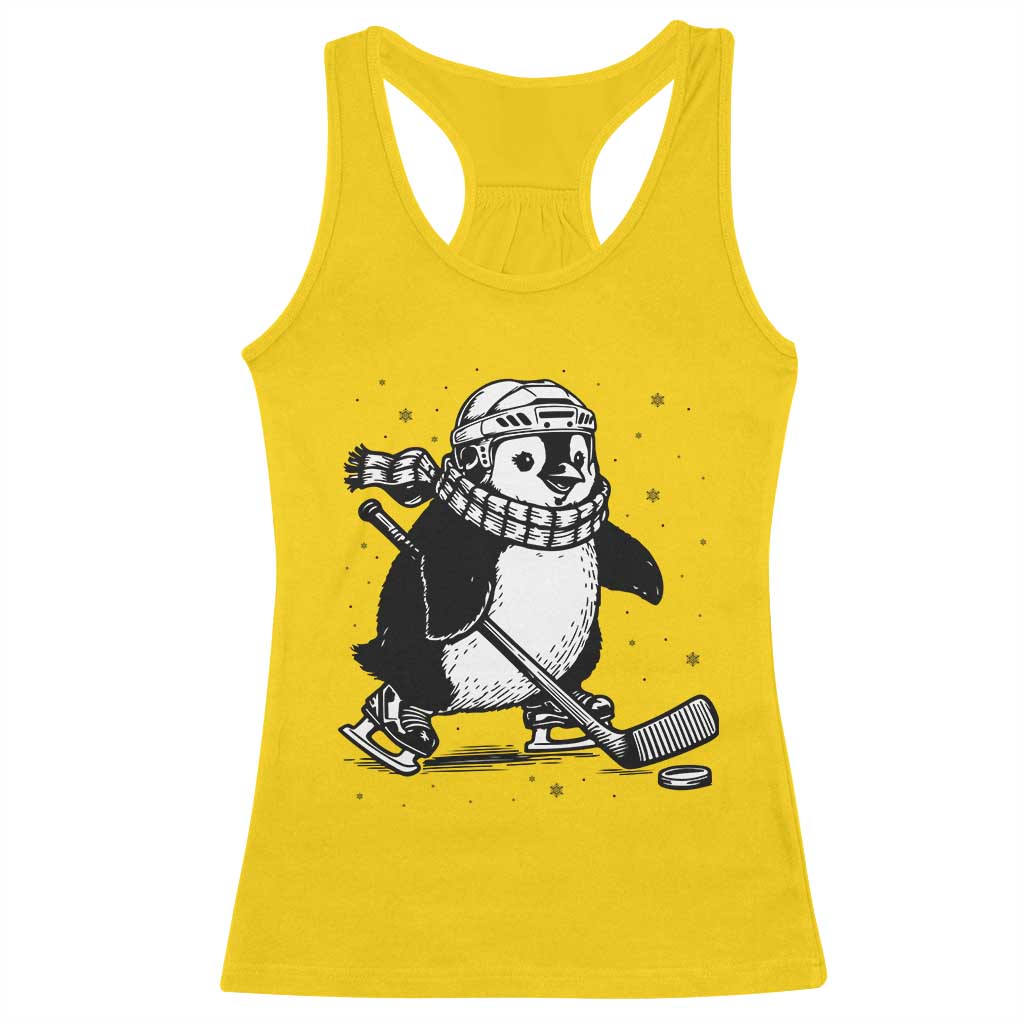 Cute Penguin Playing Ice Hockey Racerback Tank Top Funny Sports Lover Gift TS12 Daisy Print Your Wear