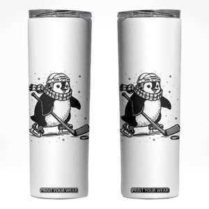 Cute Penguin Playing Ice Hockey Skinny Tumbler Funny Sports Lover Gift TS12 White Print Your Wear