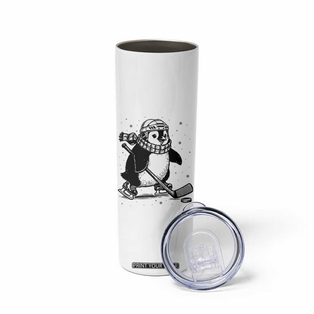 Cute Penguin Playing Ice Hockey Skinny Tumbler Funny Sports Lover Gift TS12 Print Your Wear