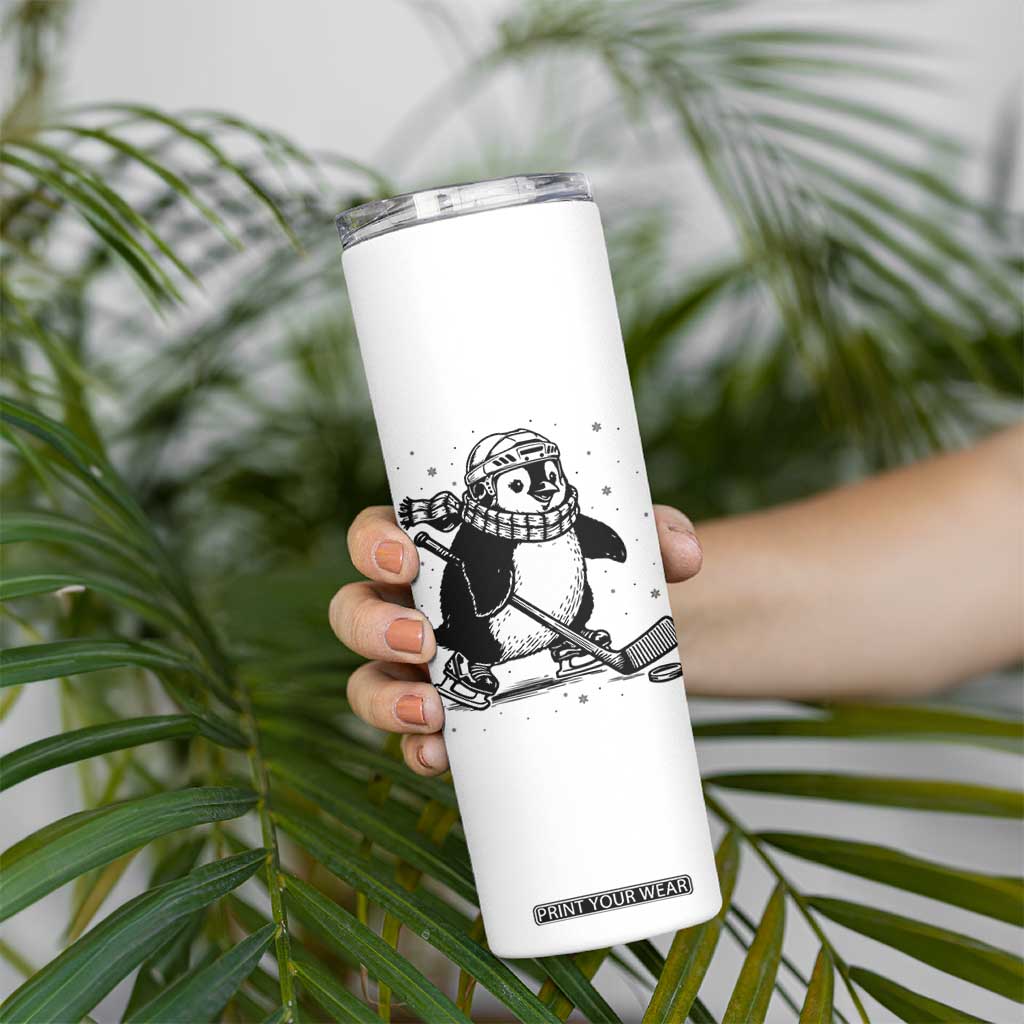 Cute Penguin Playing Ice Hockey Skinny Tumbler Funny Sports Lover Gift TS12 Print Your Wear