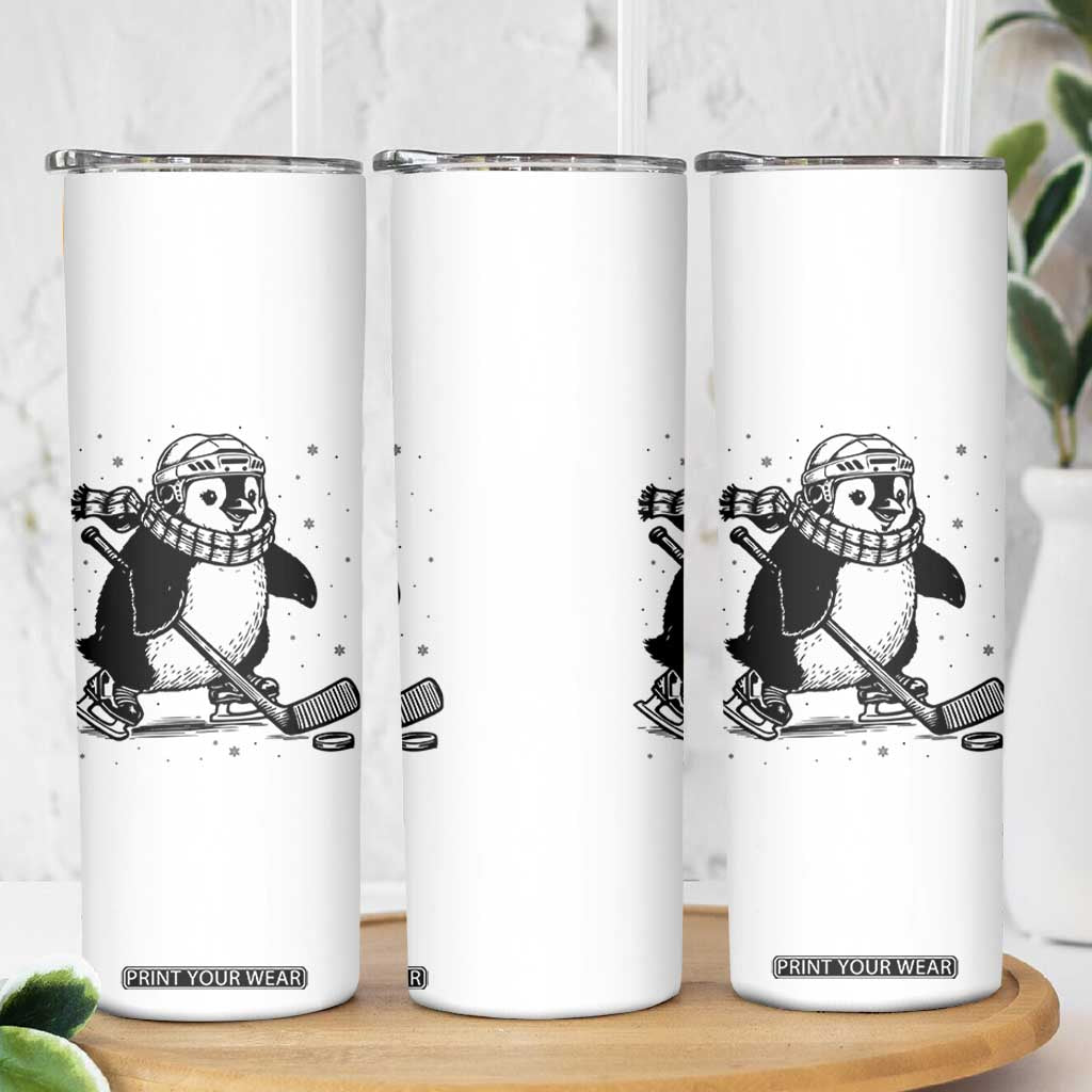 Cute Penguin Playing Ice Hockey Skinny Tumbler Funny Sports Lover Gift TS12 Print Your Wear