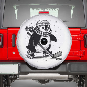 Cute Penguin Playing Ice Hockey Spare Tire Cover Funny Sports Lover Gift TS12 White Print Your Wear