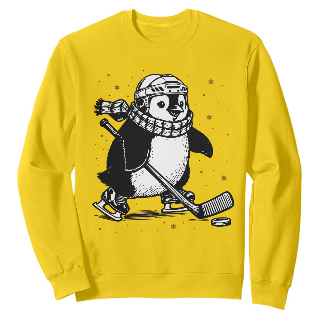 Cute Penguin Playing Ice Hockey Sweatshirt Funny Sports Lover Gift TS12 Daisy Print Your Wear