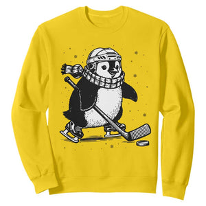 Cute Penguin Playing Ice Hockey Sweatshirt Funny Sports Lover Gift TS12 Daisy Print Your Wear