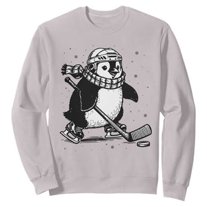 Cute Penguin Playing Ice Hockey Sweatshirt Funny Sports Lover Gift TS12 Ice Gray Print Your Wear