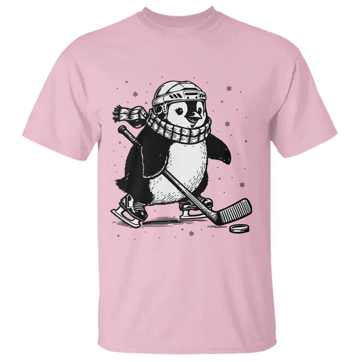 Cute Penguin Playing Ice Hockey T Shirt Funny Sports Lover Gift TS12 Light Pink Print Your Wear