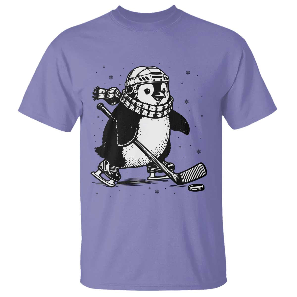 Cute Penguin Playing Ice Hockey T Shirt Funny Sports Lover Gift TS12 Violet Print Your Wear