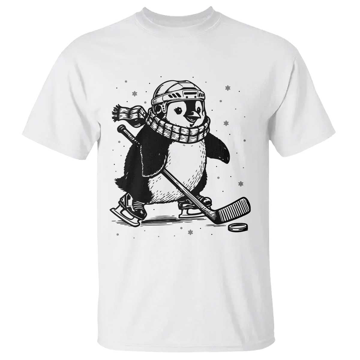 Cute Penguin Playing Ice Hockey T Shirt Funny Sports Lover Gift TS12 White Print Your Wear