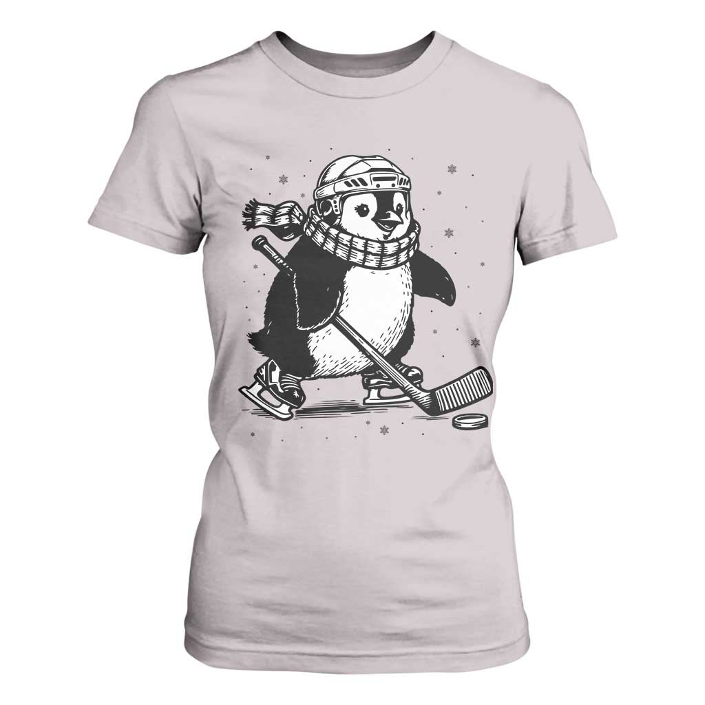 Cute Penguin Playing Ice Hockey T Shirt For Women Funny Sports Lover Gift TS12 Ice Gray Print Your Wear