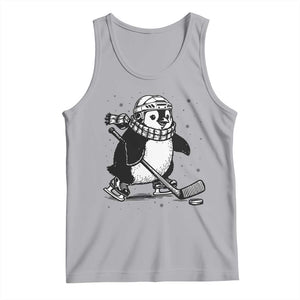 Cute Penguin Playing Ice Hockey Tank Top Funny Sports Lover Gift TS12 Athletic Heather Print Your Wear