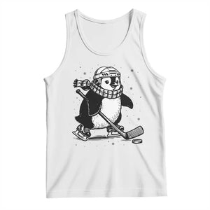 Cute Penguin Playing Ice Hockey Tank Top Funny Sports Lover Gift TS12 White Print Your Wear