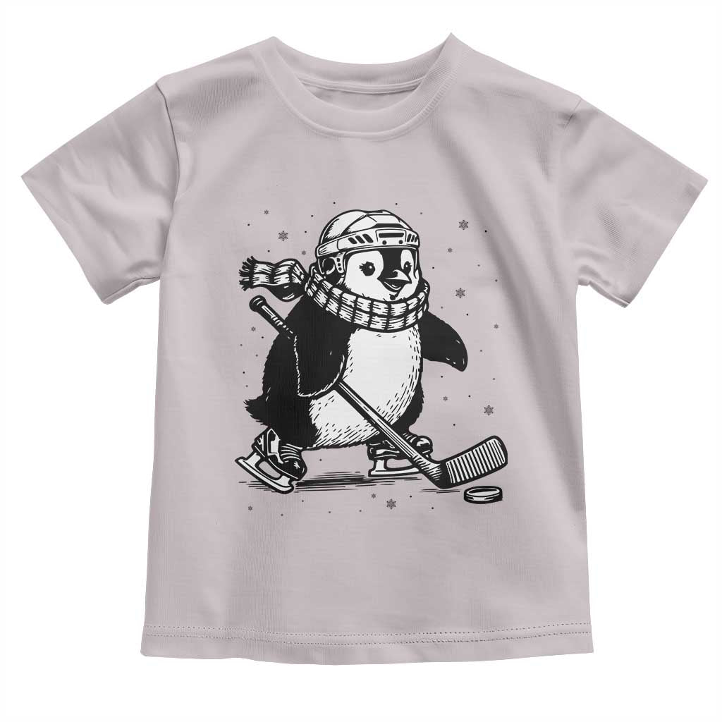 Cute Penguin Playing Ice Hockey Toddler T Shirt Funny Sports Lover Gift TS12 Ice Gray Print Your Wear