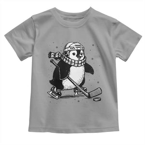 Cute Penguin Playing Ice Hockey Toddler T Shirt Funny Sports Lover Gift TS12 Sport Gray Print Your Wear