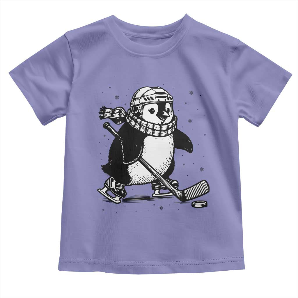 Cute Penguin Playing Ice Hockey Toddler T Shirt Funny Sports Lover Gift TS12 Violet Print Your Wear