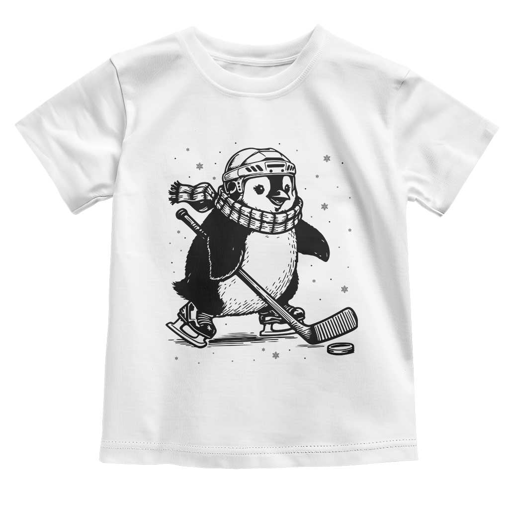 Cute Penguin Playing Ice Hockey Toddler T Shirt Funny Sports Lover Gift TS12 White Print Your Wear