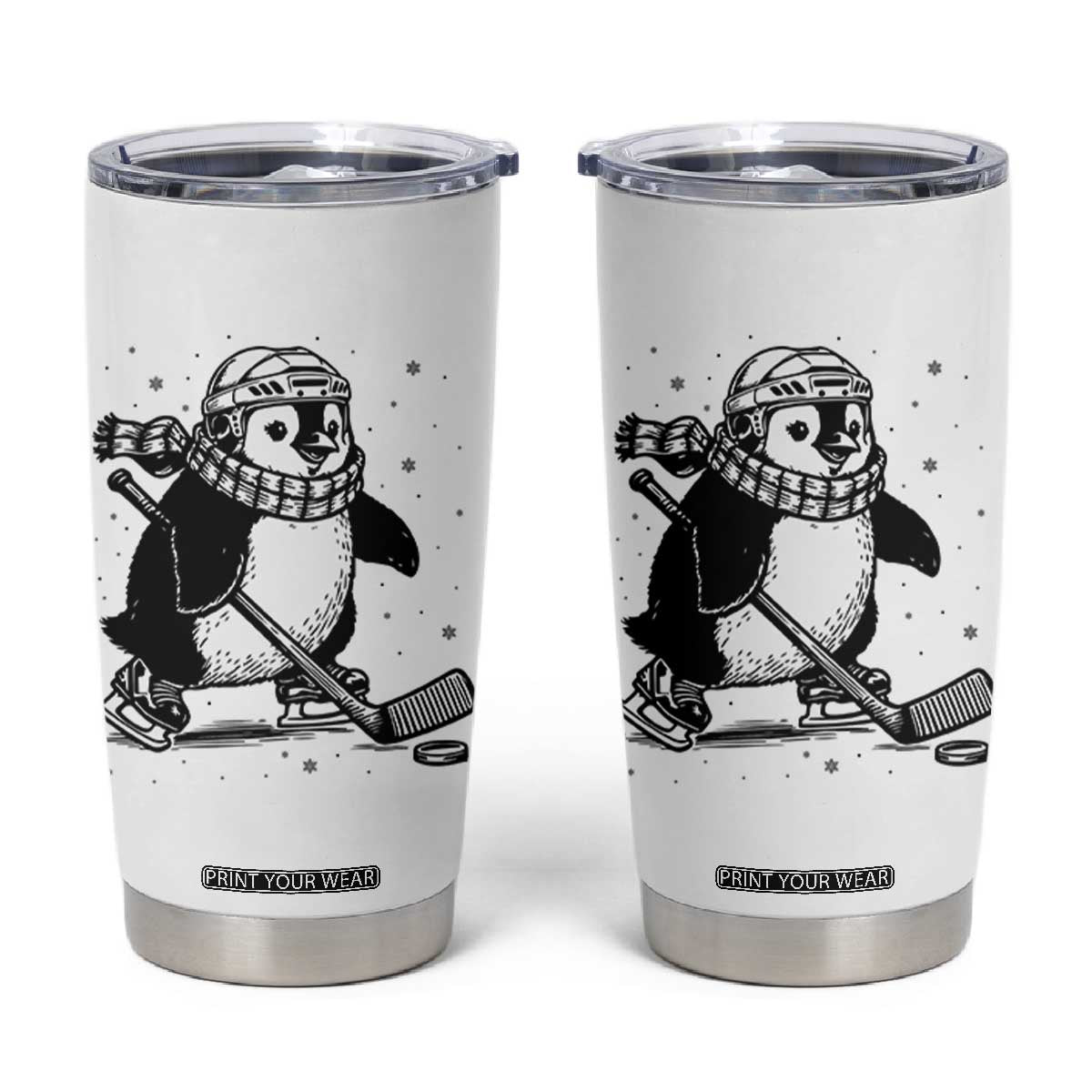 Cute Penguin Playing Ice Hockey Tumbler Cup Funny Sports Lover Gift TS12 White Print Your Wear