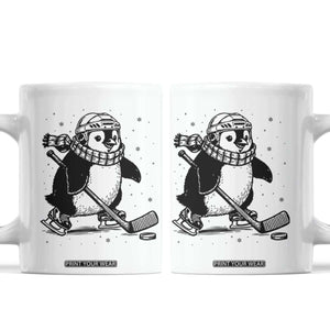 Cute Penguin Playing Ice Hockey Coffee Mug Funny Sports Lover Gift TS12 White Print Your Wear