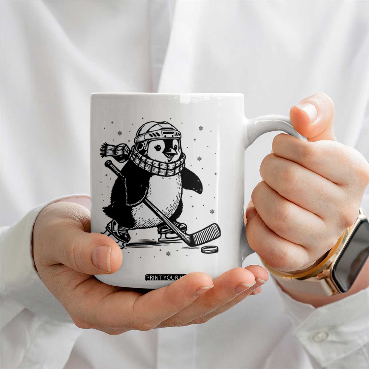 Cute Penguin Playing Ice Hockey Coffee Mug Funny Sports Lover Gift TS12 Print Your Wear