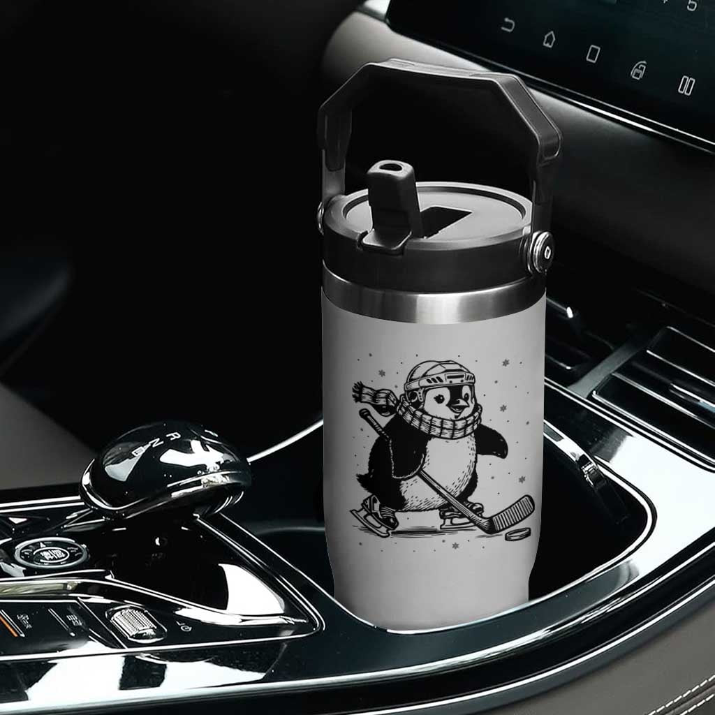 Cute Penguin Playing Ice Hockey Flip Straw Tumbler Funny Sports Lover Gift TS12 Print Your Wear