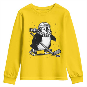 Cute Penguin Playing Ice Hockey Youth Sweatshirt Funny Sports Lover Gift TS12 Daisy Print Your Wear