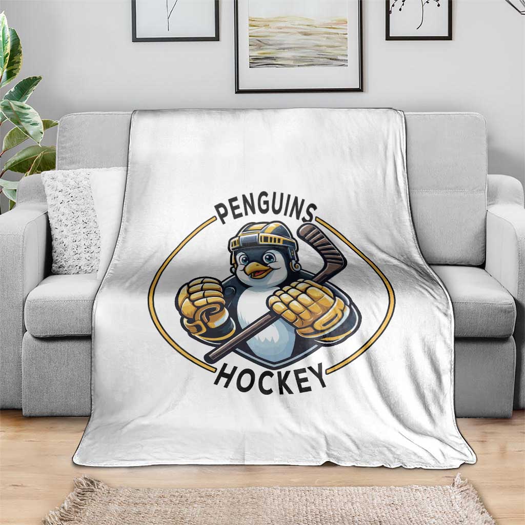 Funny Penguin Hockey Player Throw Blanket Gift For Animal Lovers TS12 Print Your Wear