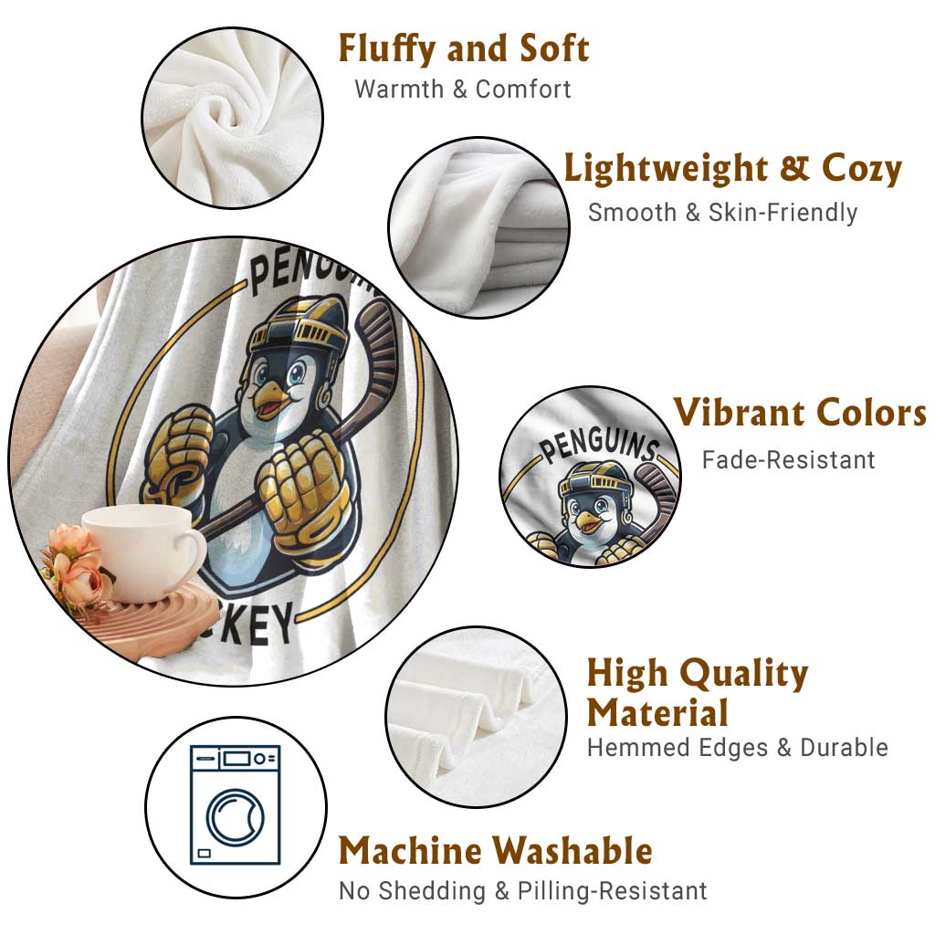 Funny Penguin Hockey Player Throw Blanket Gift For Animal Lovers TS12 Print Your Wear