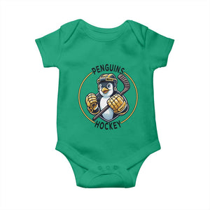 Funny Penguin Hockey Player Baby Onesie Gift For Animal Lovers TS12 Irish Green Print Your Wear