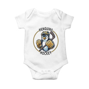 Funny Penguin Hockey Player Baby Onesie Gift For Animal Lovers TS12 White Print Your Wear