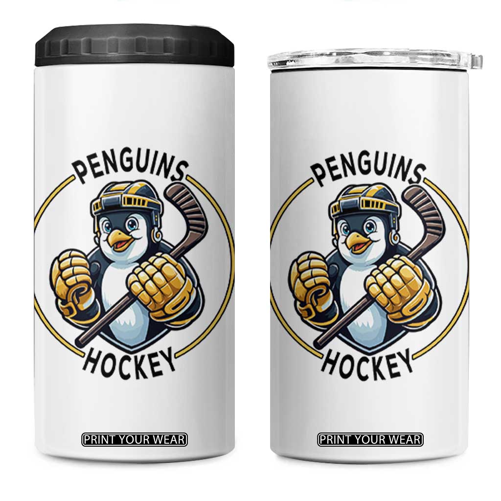 Funny Penguin Hockey Player 4 in 1 Can Cooler Tumbler Gift For Animal Lovers TS12 One Size: 16 oz White Print Your Wear