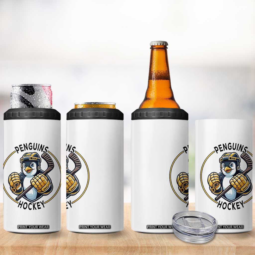 Funny Penguin Hockey Player 4 in 1 Can Cooler Tumbler Gift For Animal Lovers TS12 Print Your Wear