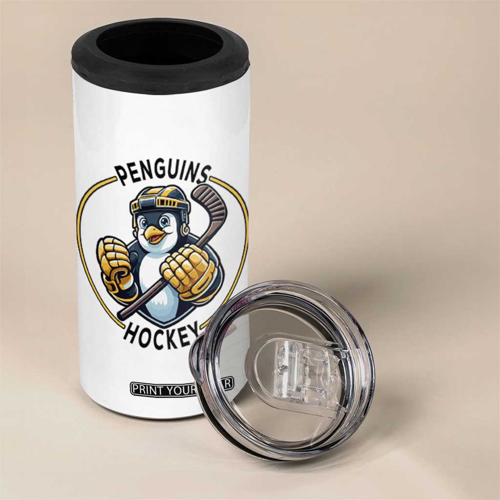Funny Penguin Hockey Player 4 in 1 Can Cooler Tumbler Gift For Animal Lovers TS12 Print Your Wear