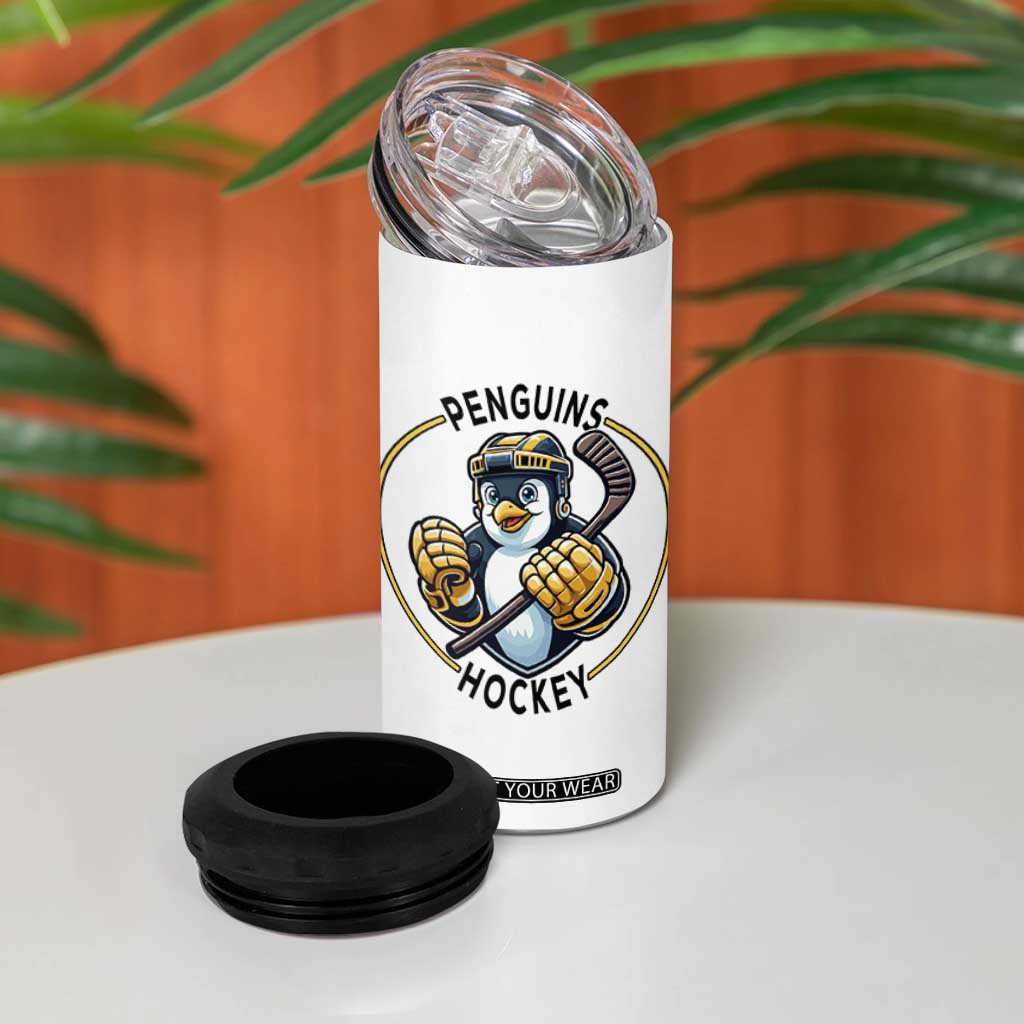 Funny Penguin Hockey Player 4 in 1 Can Cooler Tumbler Gift For Animal Lovers TS12 Print Your Wear