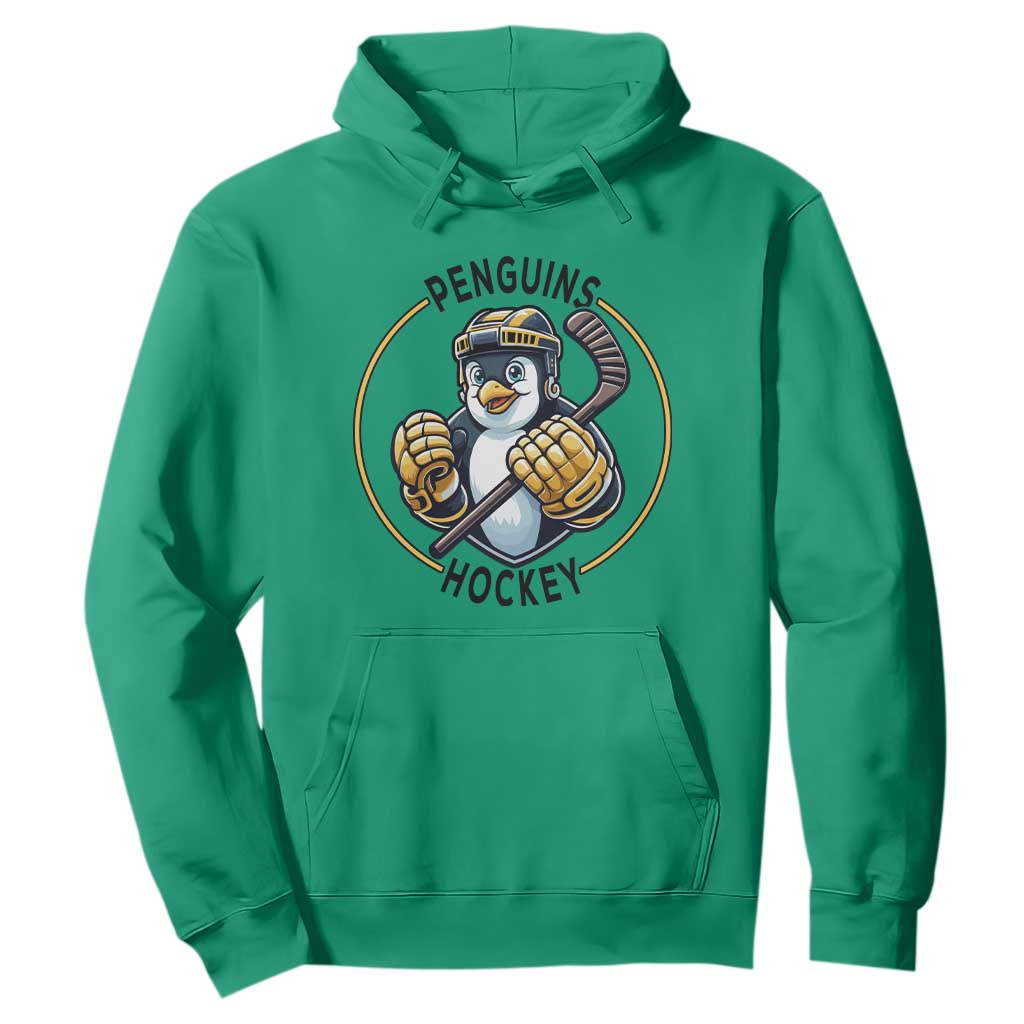 Funny Penguin Hockey Player Hoodie Gift For Animal Lovers TS12 Irish Green Print Your Wear