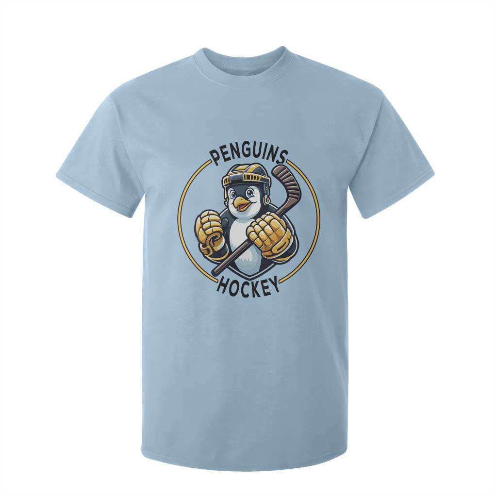 Funny Penguin Hockey Player T Shirt For Kid Gift For Animal Lovers TS12 Light Blue Print Your Wear