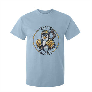 Funny Penguin Hockey Player T Shirt For Kid Gift For Animal Lovers TS12 Light Blue Print Your Wear