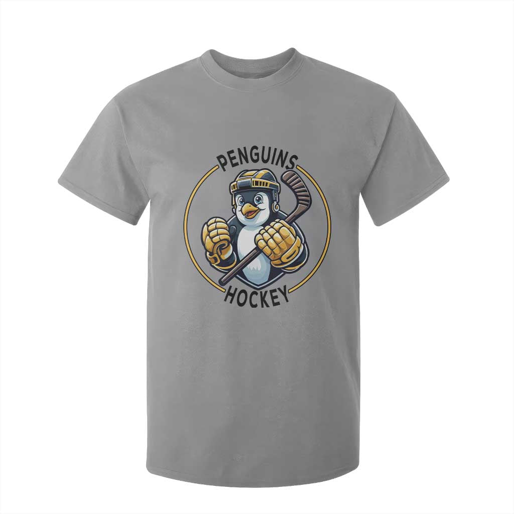 Funny Penguin Hockey Player T Shirt For Kid Gift For Animal Lovers TS12 Sport Gray Print Your Wear