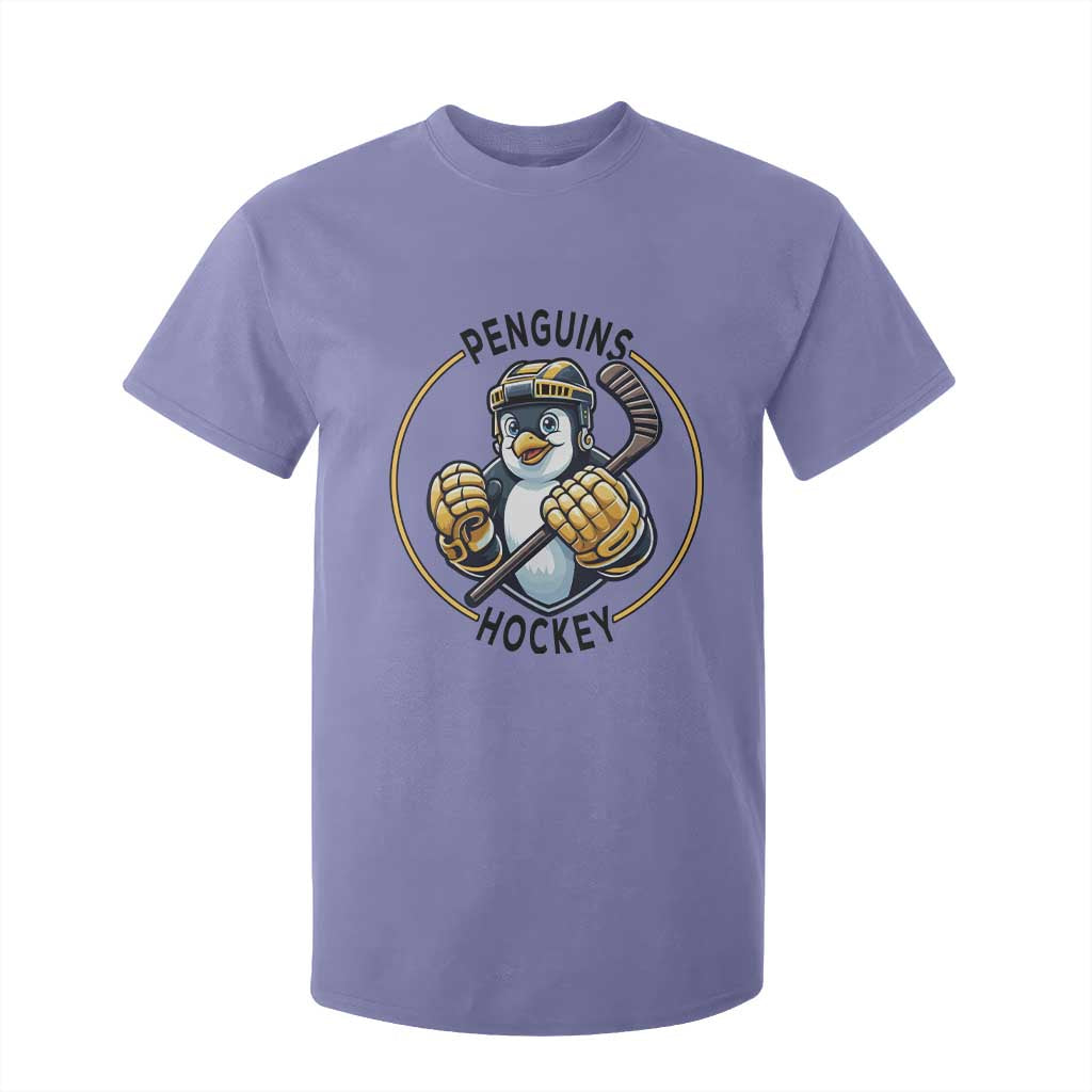 Funny Penguin Hockey Player T Shirt For Kid Gift For Animal Lovers TS12 Violet Print Your Wear