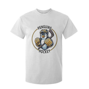 Funny Penguin Hockey Player T Shirt For Kid Gift For Animal Lovers TS12 White Print Your Wear