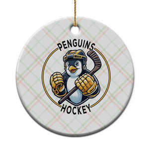 Funny Penguin Hockey Player Ceramic Ornament Gift For Animal Lovers TS12 1pc Christmas Plaid Print Your Wear