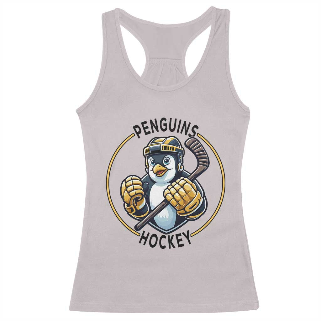 Funny Penguin Hockey Player Racerback Tank Top Gift For Animal Lovers TS12 Ice Gray Print Your Wear