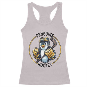 Funny Penguin Hockey Player Racerback Tank Top Gift For Animal Lovers TS12 Ice Gray Print Your Wear