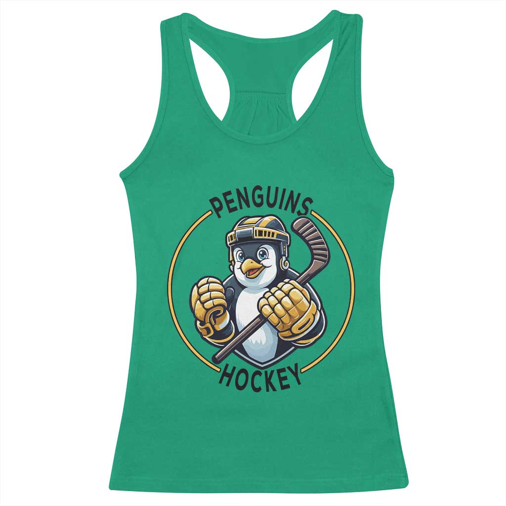 Funny Penguin Hockey Player Racerback Tank Top Gift For Animal Lovers TS12 Irish Green Print Your Wear