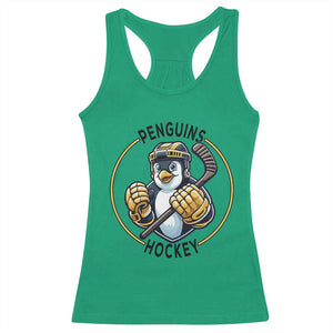 Funny Penguin Hockey Player Racerback Tank Top Gift For Animal Lovers TS12 Irish Green Print Your Wear